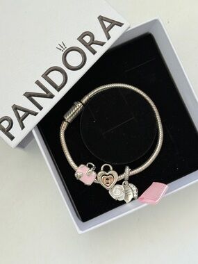 Authentic Pandora Silver Bracelet with charms